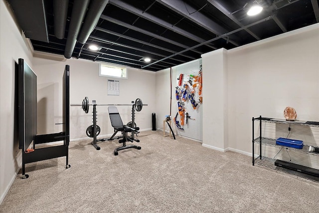 5633 Golf Pointe Dr, Clarkston, MI 48348 - workout room with baseboards and carpet