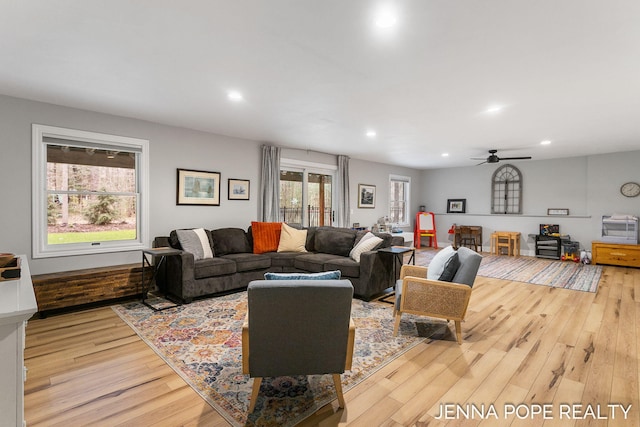 16840 Cricket Ct, Grand Haven, MI 49417 - living area with wood finished floors, recessed lighting, and ceiling fan
