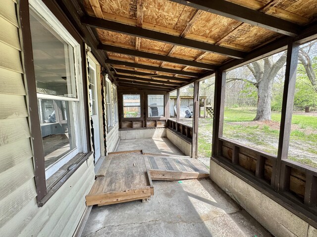 view of unfurnished sunroom