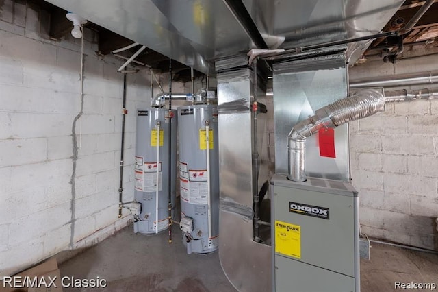 utility room with water heater