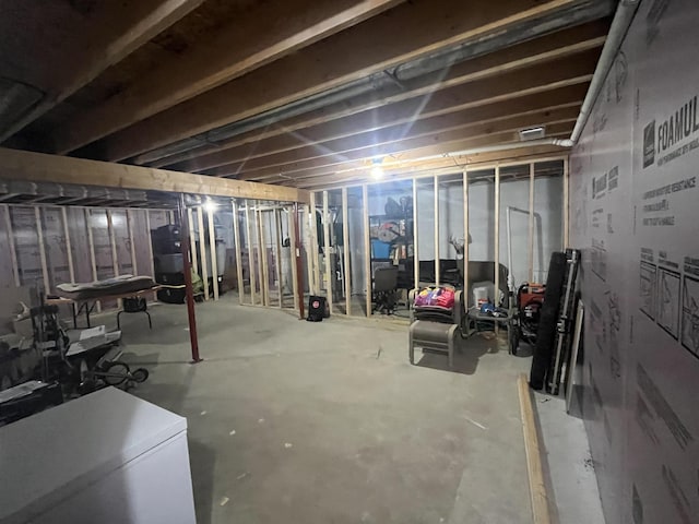 view of unfinished basement