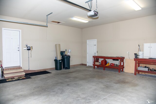 garage with a garage door opener