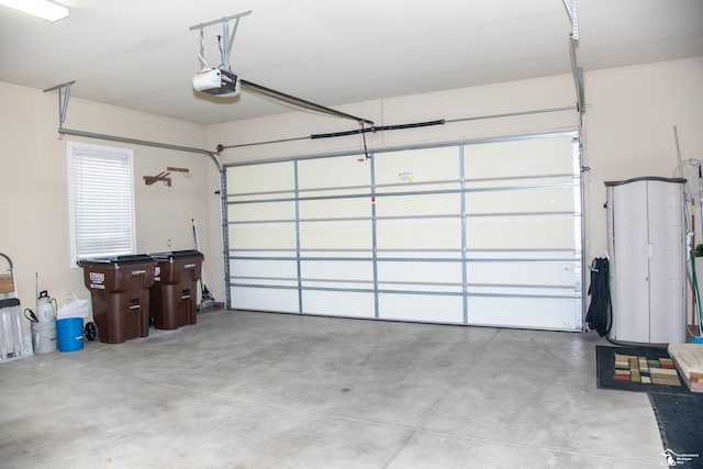 garage with a garage door opener