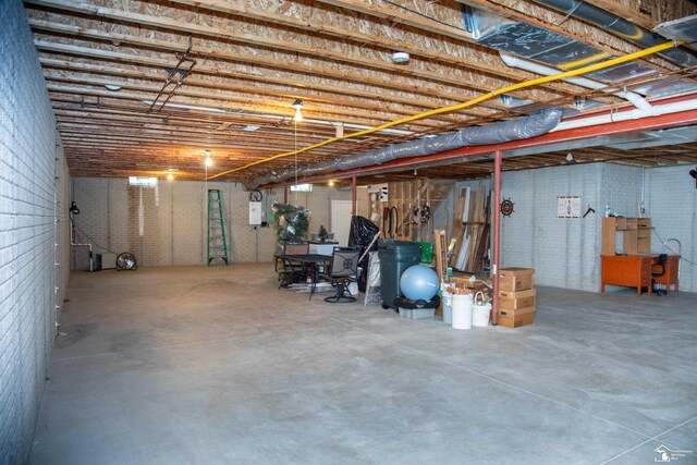 view of unfinished basement