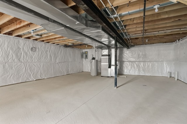 53302 Zachary Dr, Chesterfield, MI 48047 - unfinished below grade area with gas water heater, electric panel, and heating unit