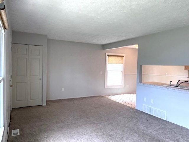 9455 N Parkwood Dr, Davison, MI 48423 - unfurnished living room with carpet floors and a textured ceiling