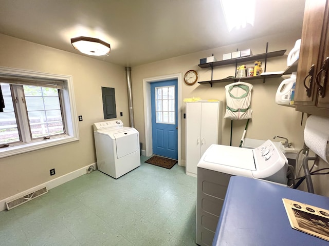 103 Lukesport Dr, Quincy, MI 49082 - washroom with electric panel, plenty of natural light, baseboards, and washing machine and dryer
