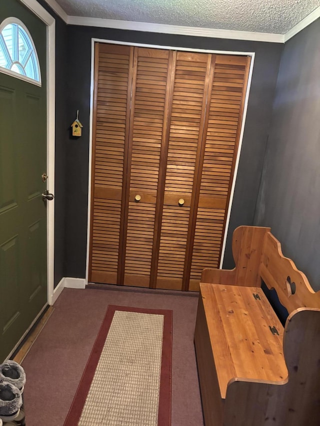 410 S Union St, Hart, MI 49420 - carpeted entryway with a textured ceiling and ornamental molding