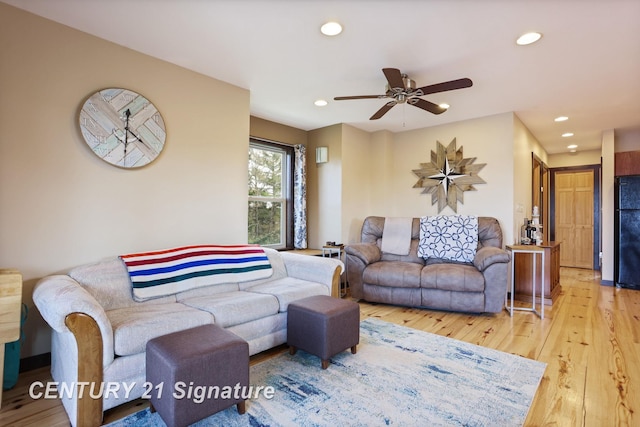 730 S Point Rd, Gladwin, MI 48624 - living area with recessed lighting, light wood-type flooring, and a ceiling fan