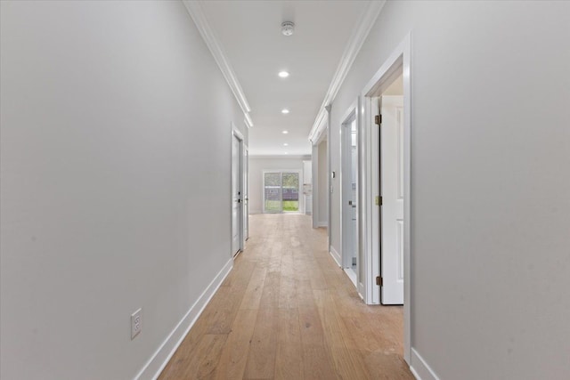 3408 Eastern Ave, Rochester Hills, MI 48307 - corridor featuring crown molding, light wood-style flooring, recessed lighting, and baseboards