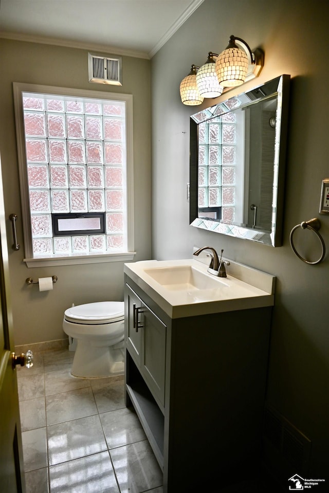 330 Devonshire St, Dearborn, MI 48124 - bathroom with vanity, crown molding, and tile patterned flooring