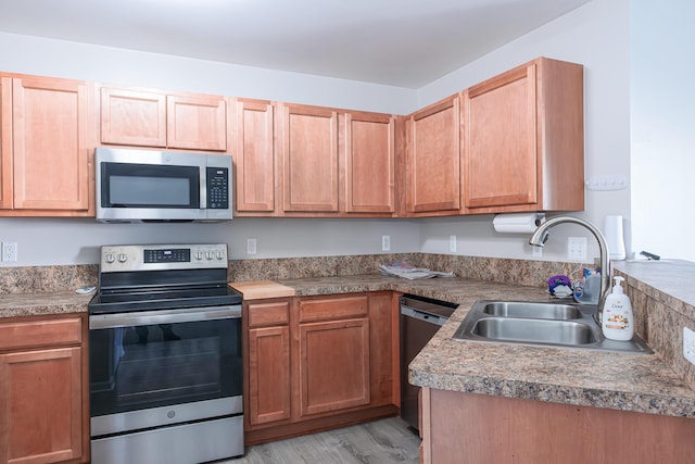 3050 Cloverly Ln, Ann Arbor, MI 48108 - kitchen with appliances with stainless steel finishes, a sink, and light wood finished floors