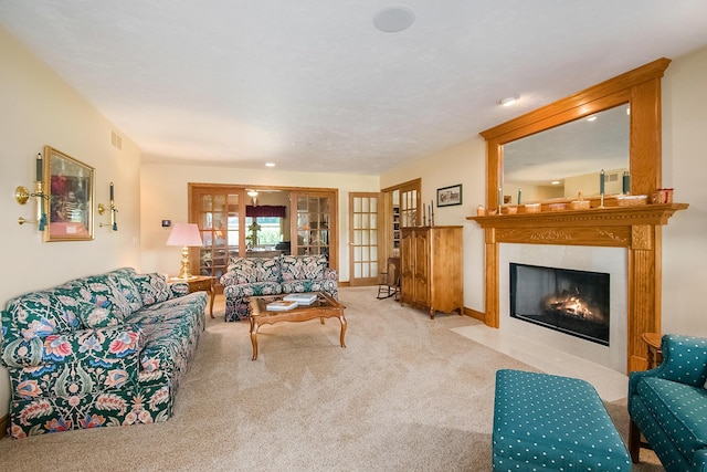 9695 36th St S, Scotts, MI 49088 - carpeted living room with a fireplace with flush hearth