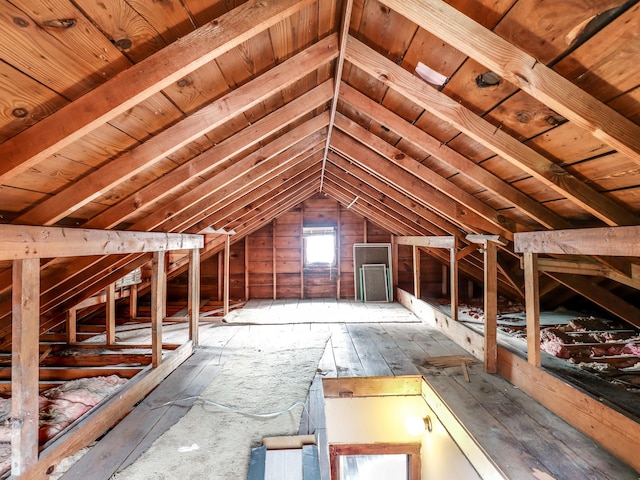 view of unfinished attic