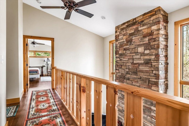 80220 Linden Hills St, Covert, MI 49043 - hallway with vaulted ceiling and wood finished floors