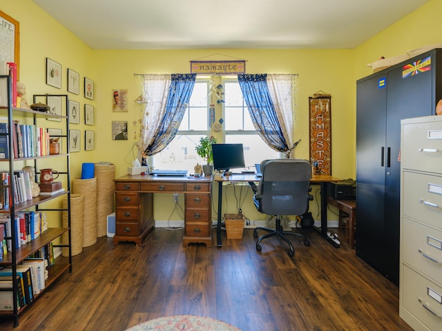 office area with wood finished floors