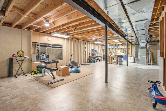 workout area featuring heating unit