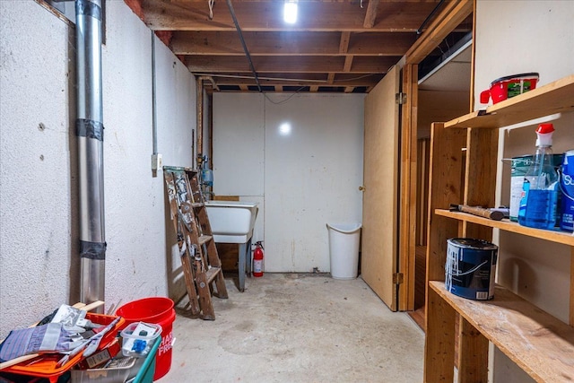 unfinished basement with a sink