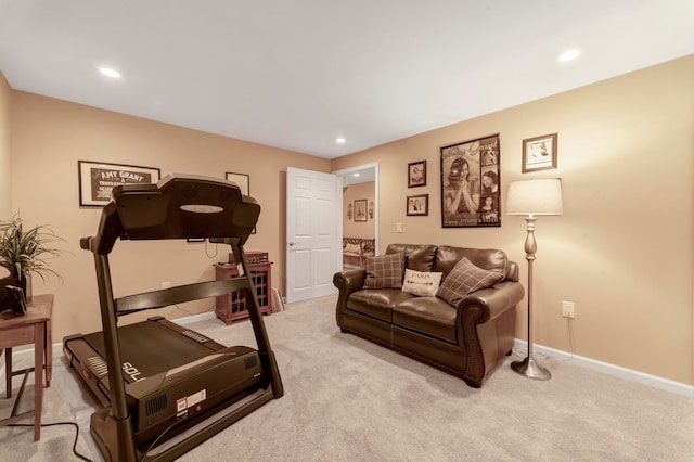 28022 Ashland Ave, Harrison Township, MI 48045 - workout area with carpet, baseboards, and recessed lighting