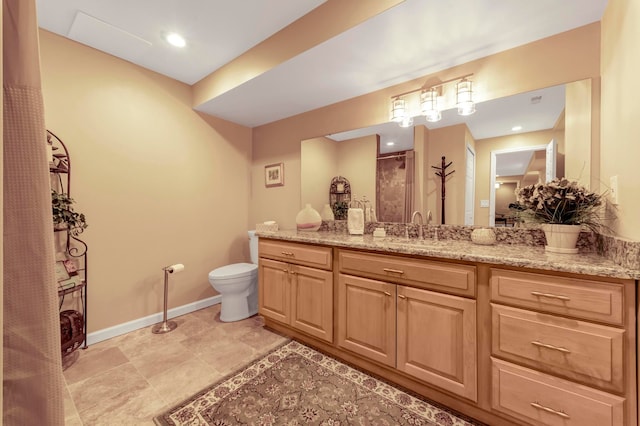 28022 Ashland Ave, Harrison Township, MI 48045 - full bathroom with toilet, a shower, baseboards, and vanity