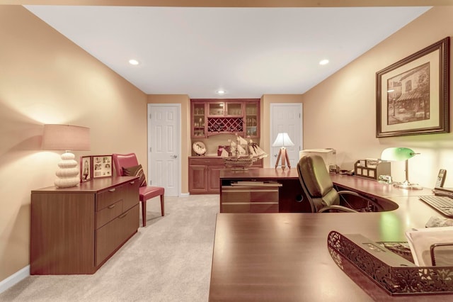28022 Ashland Ave, Harrison Township, MI 48045 - office with light carpet, recessed lighting, and baseboards