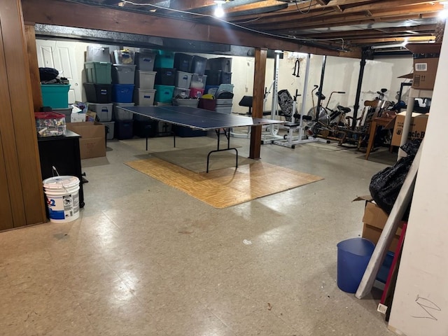 view of unfinished basement