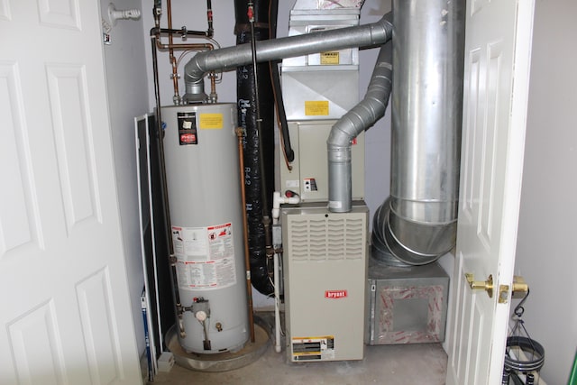 9541 Lakeside Dr, Ypsilanti, MI 48197 - utility room with gas water heater and heating unit