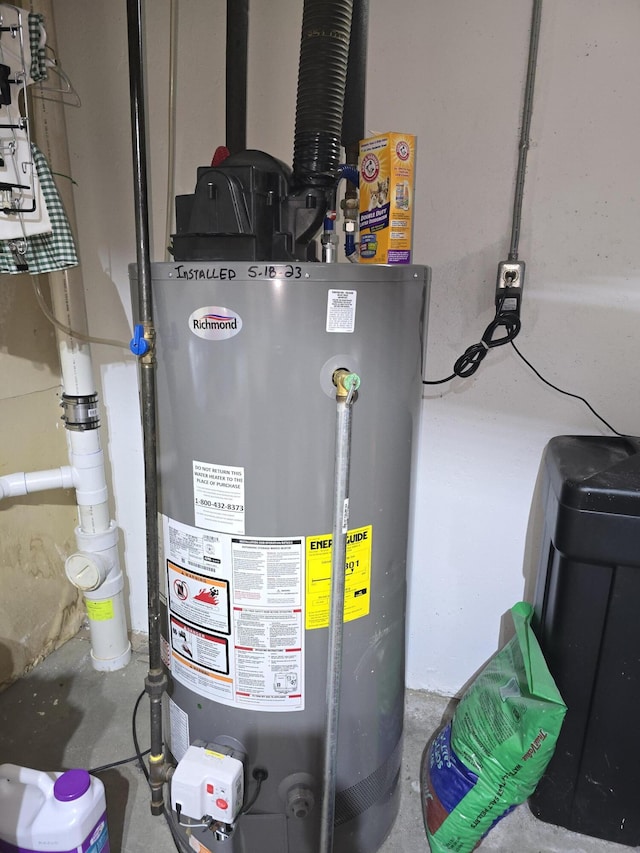 utility room with gas water heater
