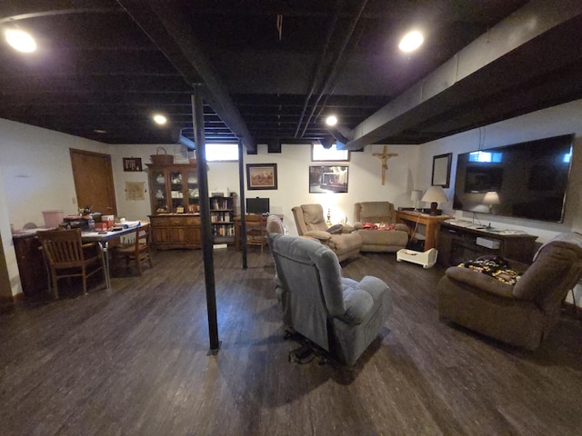 living area featuring wood finished floors