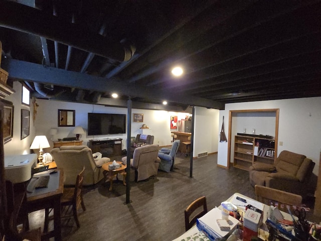 living area featuring wood finished floors