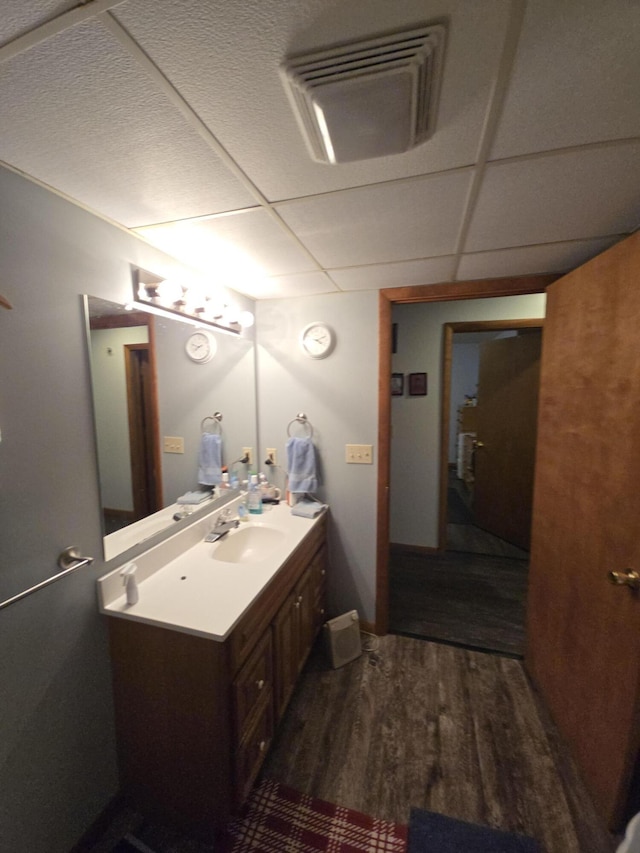 bathroom featuring wood finished floors and vanity