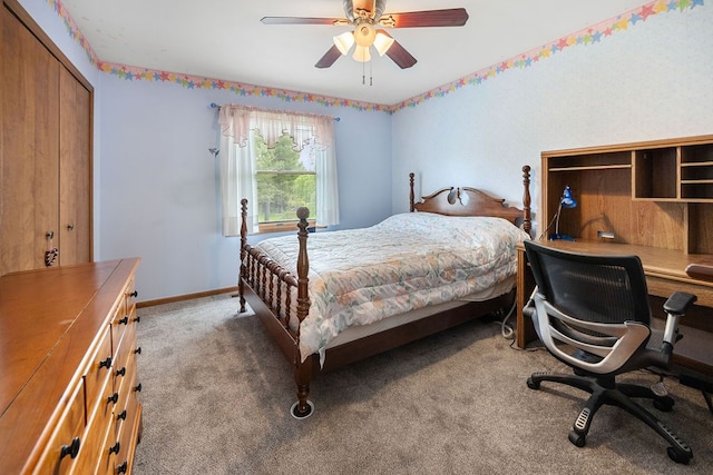 34570 Navin Ct, Livonia, MI 48152 - bedroom featuring light colored carpet, baseboards, a ceiling fan, and an office area