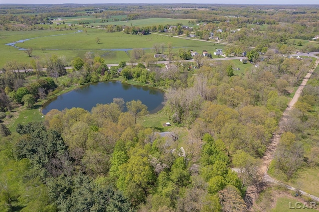 aerial overview of property's location featuring a nearby body of water and rural landscape