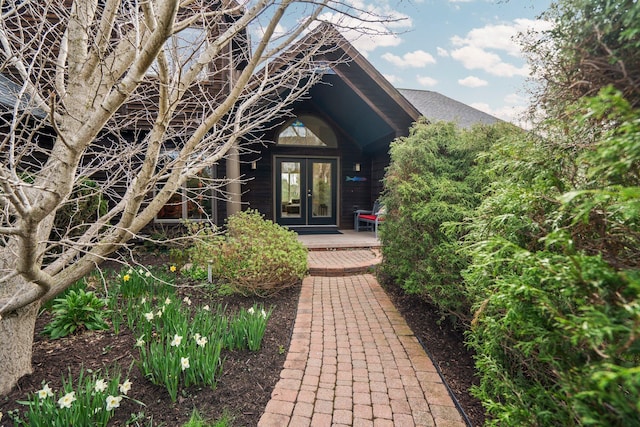 doorway to property featuring french doors