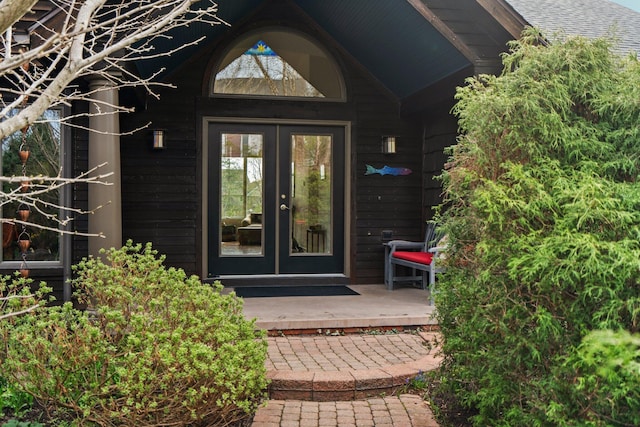 property entrance with french doors