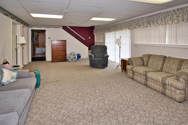 2688 White St, Niles, MI 49120 - carpeted living area with a paneled ceiling