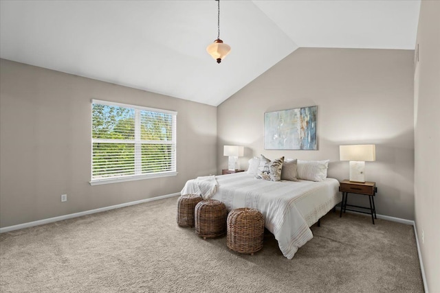 5949 High Point Ct, Brighton, MI 48116 - carpeted bedroom featuring vaulted ceiling and baseboards