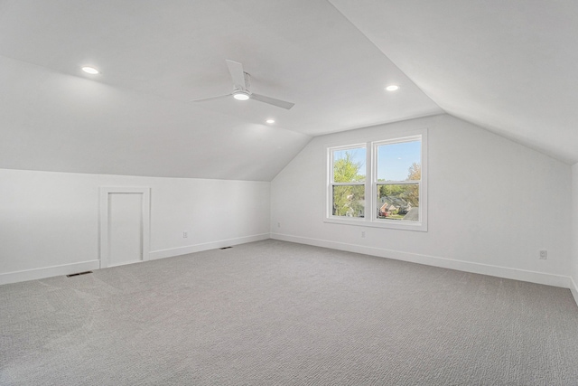 3542 Royal Ave, Berkley, MI 48072 - bonus room with vaulted ceiling, recessed lighting, a ceiling fan, baseboards, and light colored carpet