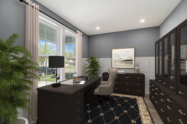 3542 Royal Ave, Berkley, MI 48072 - office space featuring a decorative wall, wainscoting, and recessed lighting
