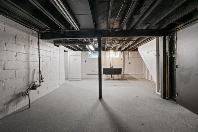below grade area featuring a sink