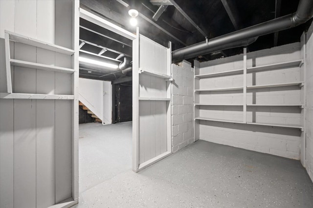 unfinished basement with stairs
