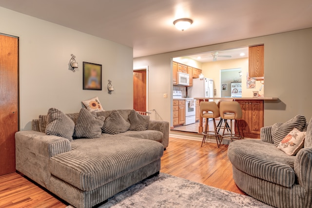 5200 N Jennings Rd, Flint, MI 48504 - living area featuring light wood-style floors and ceiling fan