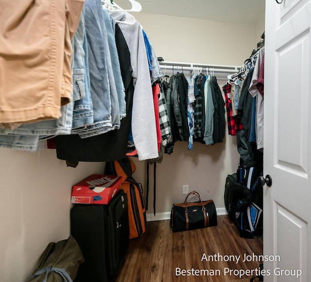 spacious closet with wood finished floors