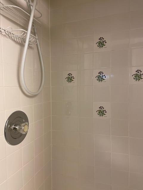 bathroom featuring tiled shower