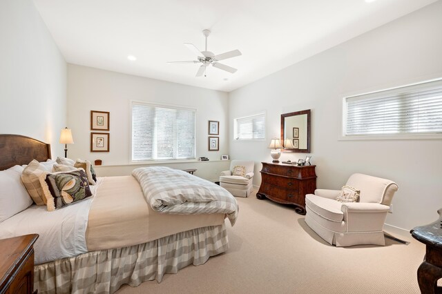 50102 Alpine Blvd, New Buffalo, MI 49117 - carpeted bedroom with multiple windows and ceiling fan