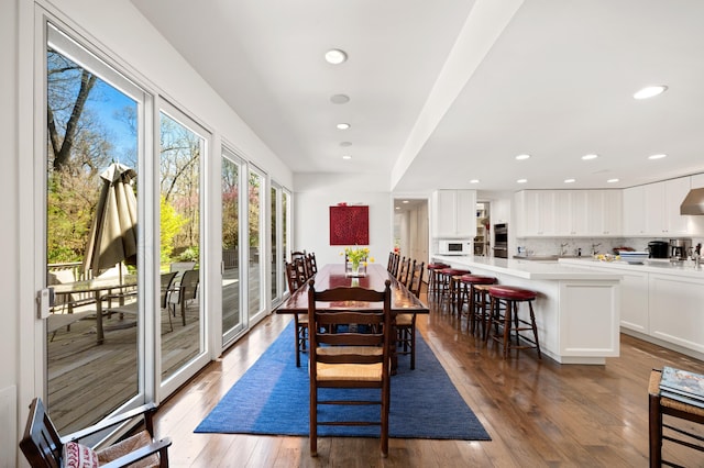 50102 Alpine Blvd, New Buffalo, MI 49117 - dining space featuring hardwood / wood-style flooring and recessed lighting