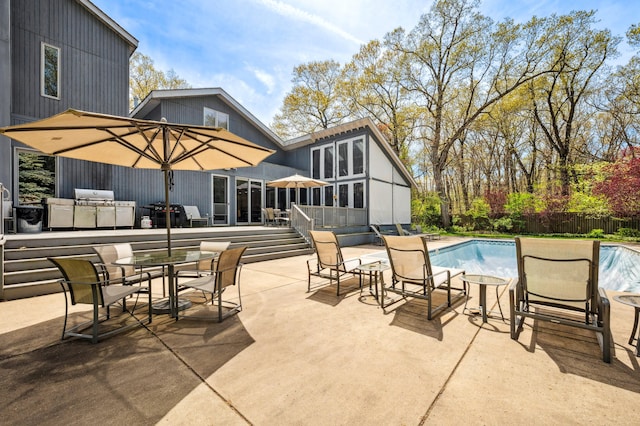 50102 Alpine Blvd, New Buffalo, MI 49117 - view of patio / terrace featuring outdoor dining area, a deck, and fence