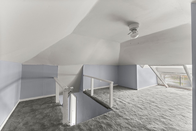 1881 W Grand Blvd, Detroit, MI 48208 - additional living space featuring carpet floors, vaulted ceiling, baseboards, and ceiling fan