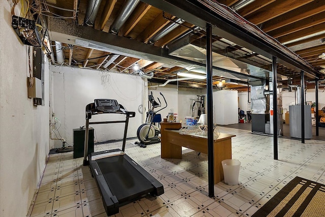 1708 Tremont Rd, Canton, MI 48188 - unfinished basement with tile patterned floors, water heater, and heating unit