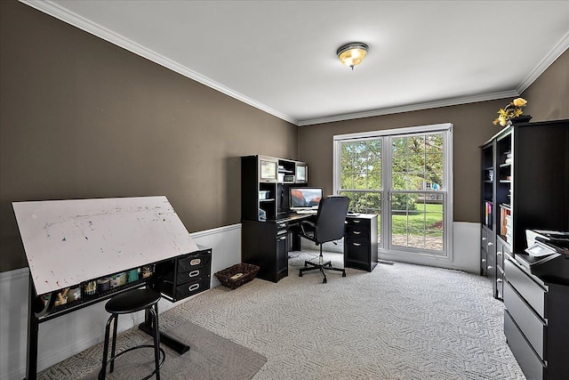 1708 Tremont Rd, Canton, MI 48188 - carpeted office space featuring ornamental molding and a wainscoted wall